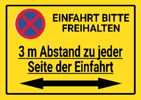 Parken verboten SchildParken - Verkehr 3m Abstand zu jeder Seite der Einfahrt Bild