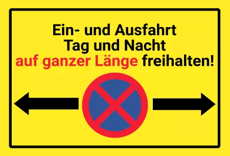 Parken verboten Schild Parken - Verkehr Auf ganzer Länge freihalten Bild