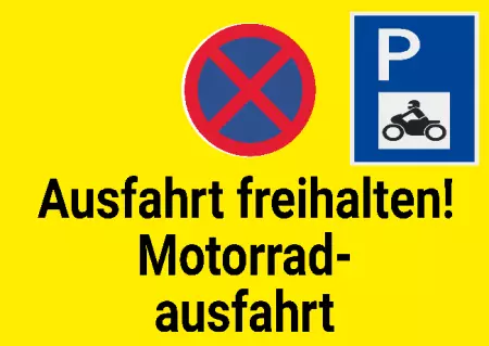 Parken verboten SchildParken - Verkehr Motorrad Ausfahrt freihalten Bild