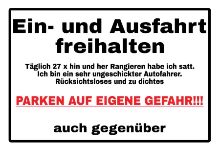 Parken verboten Schild Parken - Verkehr Parken auf eigene Gefahr Bild
