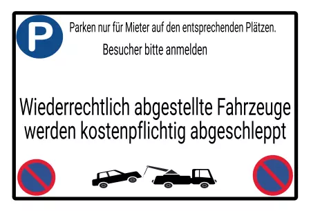 Parken verboten Schild Parken - Verkehr Parken nur für Mieter Bild